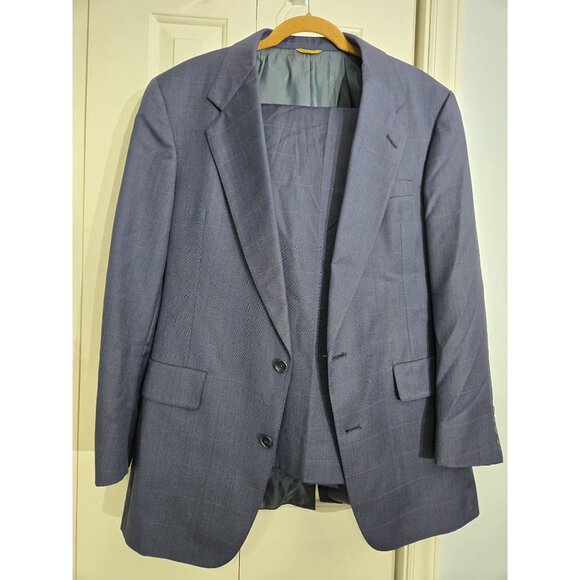 Hart Schaffner & Marx Mens Gray Plaid Suit 2-Piece Jacket & Pants Size 44L Pants - Picture 1 of 12